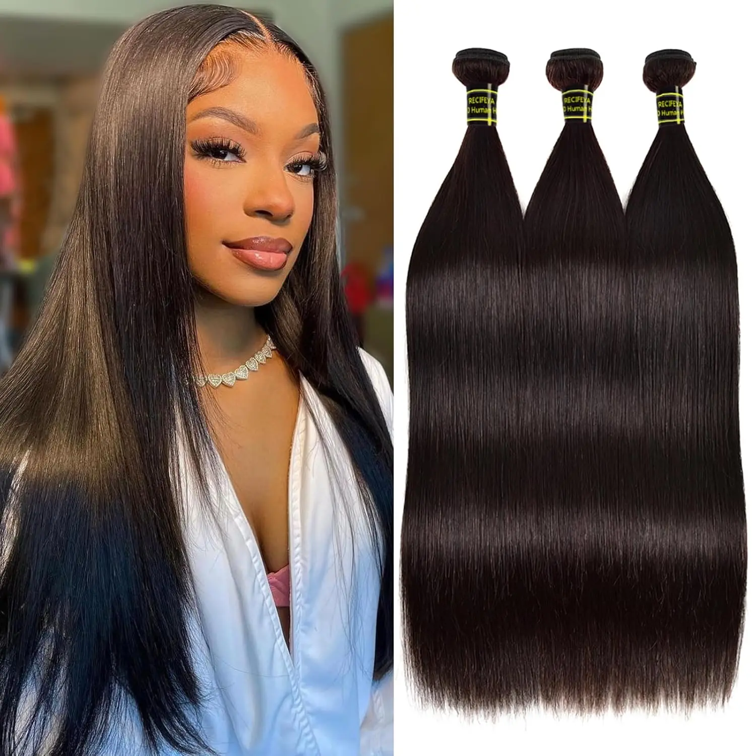 

Straight Human Hair Bundles 100% Unprocessed Brazilian Remy Virgin 10A Straight Quick Weave Deals Human Hair Extensions