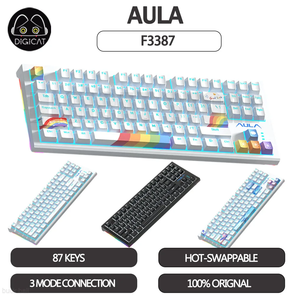 

Клавиатура игровая механическая, 3 режима, USB/2,4 ГГц/Bluetooth, RGB-подсветка