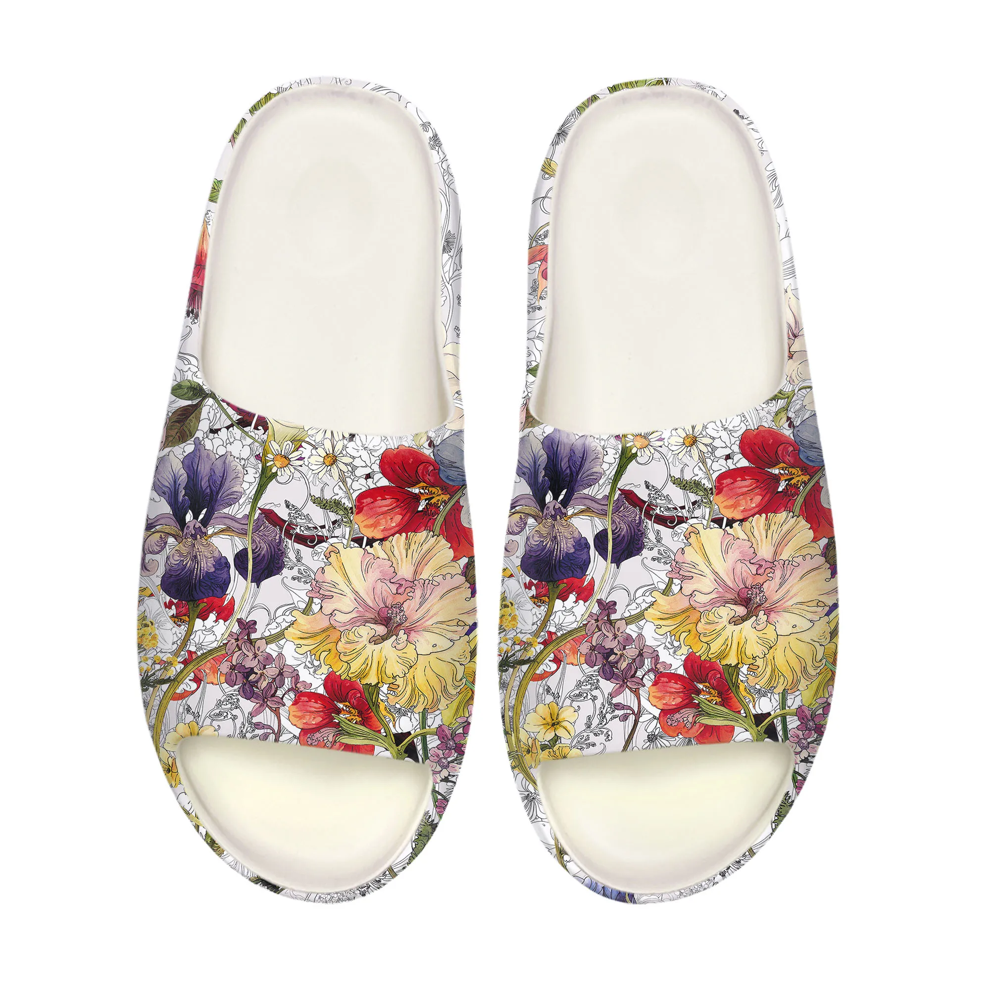 Pretty Dark Tropical Flower Print Soft Sole Sllipers Home Clogs Custom Shoes Mens Womens Teenager Stepping on Shit Beach Sandals