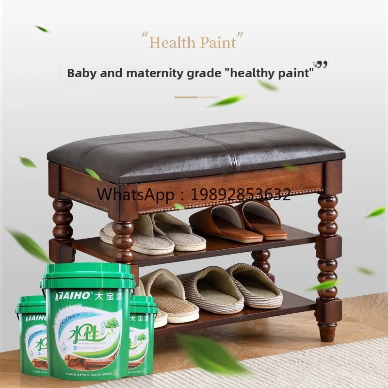 مقعد أحذية LYY على الطراز الأمريكي للمدخل، خزانة أحذية للجلوس، مقعد أحذية من الخشب الصلب للاستخدام المنزلي، شقة صغيرة متعددة الوظائف #3