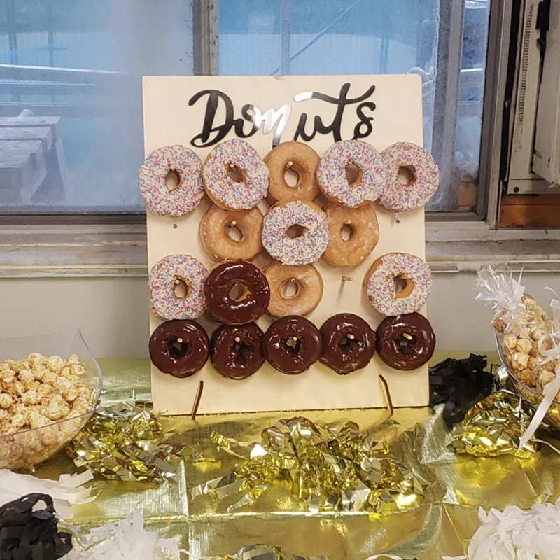 1 مجموعة خشبية دونات جدار حامل دونات حامل الزفاف عيد ميلاد زينة حفلات الاطفال فتاة استحمام الطفل دونات ديكور الحفلات