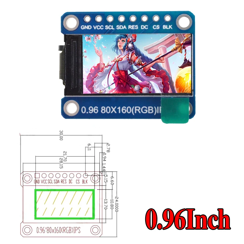 1-10PCS 0.96 Inch IPS Display OLED Module for Arduino 80*160 65K Colorful RGB TFT LCD Board ST7735 ST7735 DIY XZG