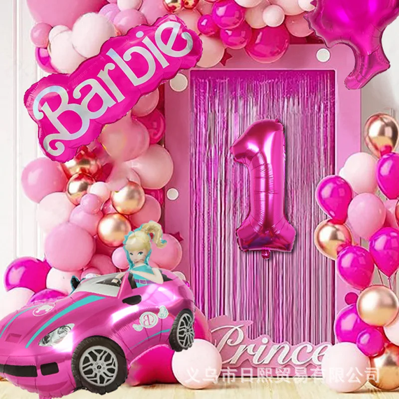 97pcs Hot Pink Balloon Set Garland Arch Kit Balloons For Girls Birthday Princess Barbieed Theme Bridal Shower Wedding Decor Gift