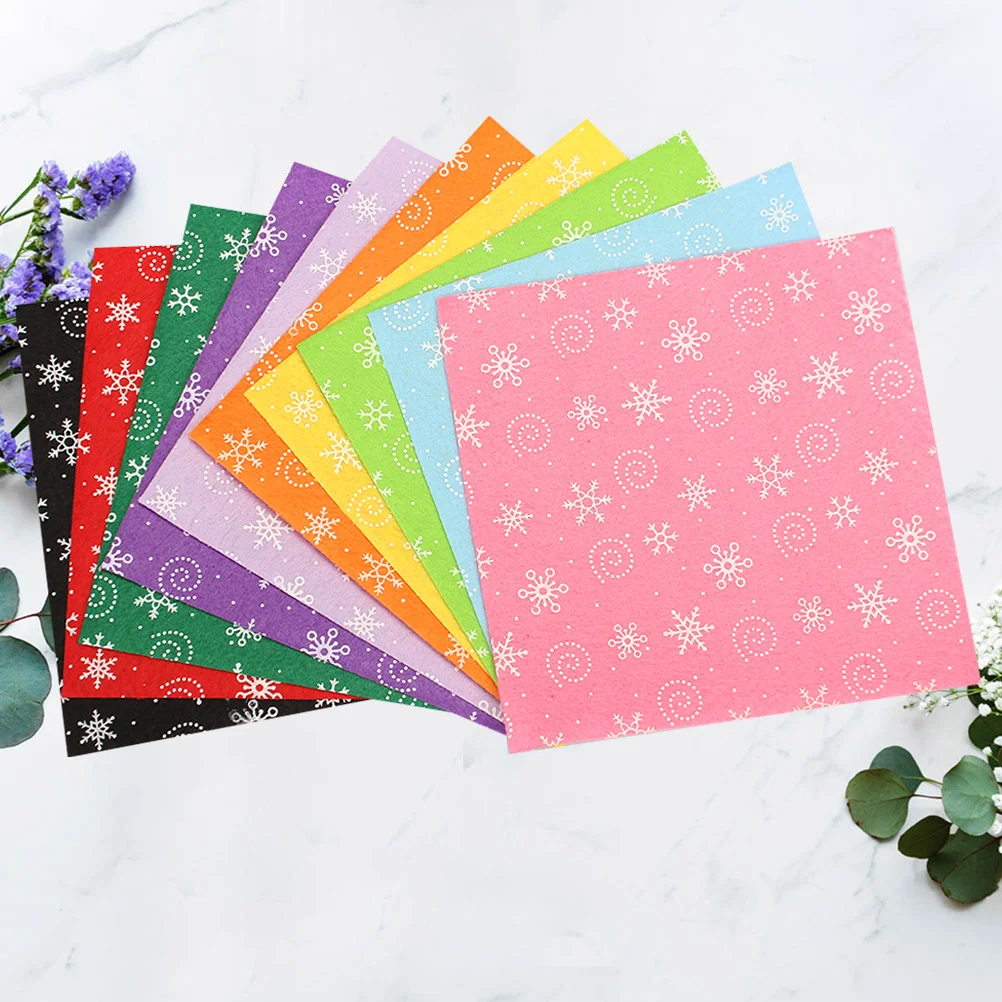 

10Pcs Christmas Snowflake DIY Non-Woven Fabrics Red 30x30cm Handmade Craft Fabric for Kids Children Creativity