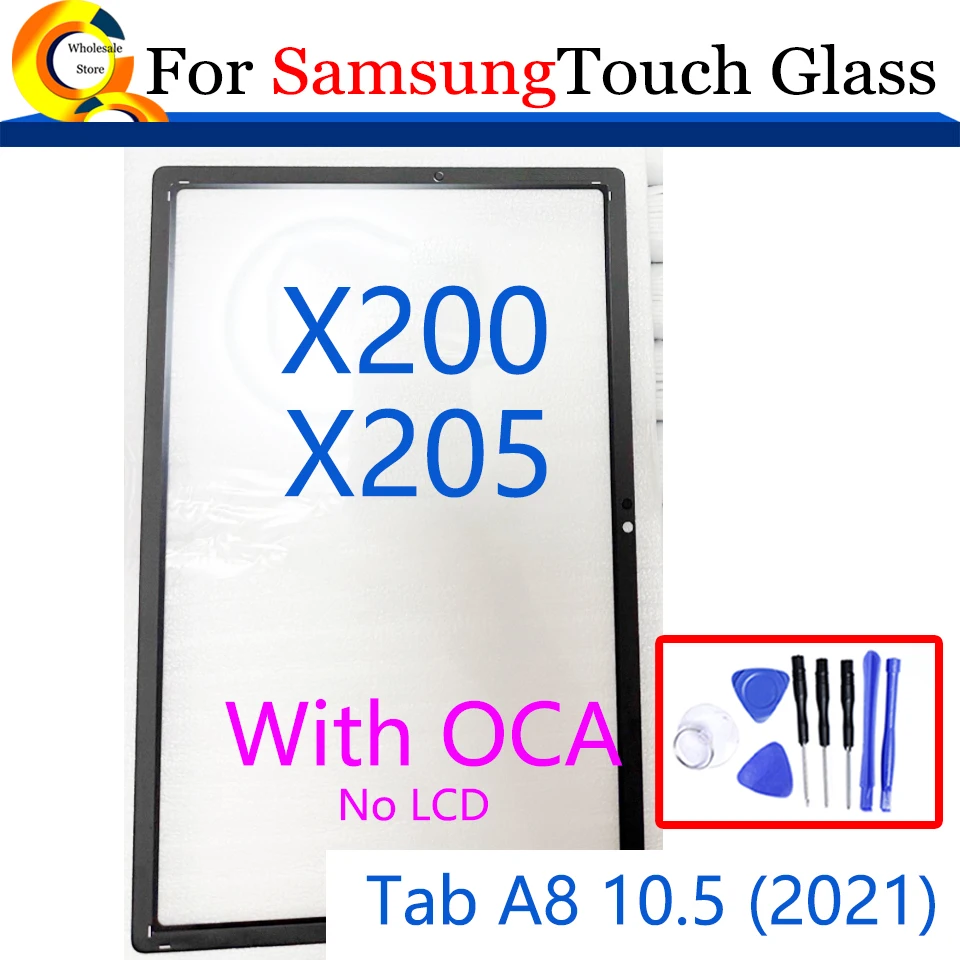 

For Samsung Galaxy Tab A8 10.5 (2021) X200 X205 Touch Screen Glass Tablet Front Outer LCD Lens Panel With OCA Replacement