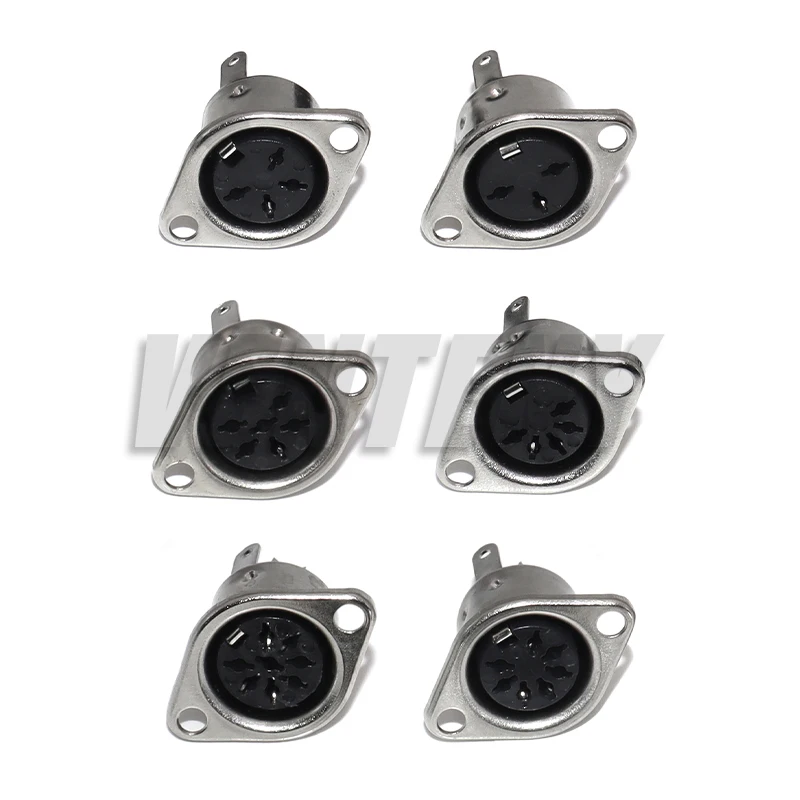 5PCS 3Pin 4Pin 5Pin 6Pin 7Pin 8Pin Panel Mount Female Jack DIN Adapter MIDI Cable Connector