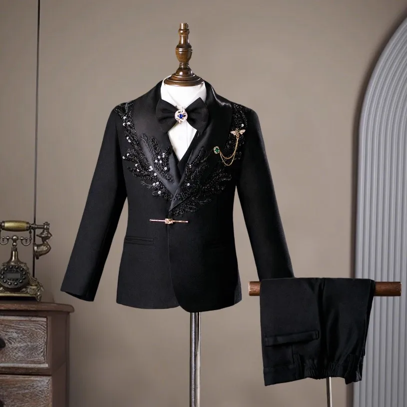 

Boys' Suit Set 2025 New Host's Piano Performance Costume Wedding Birthday Party Tuxedo Boys Blazer Sets A4778 Vestidos