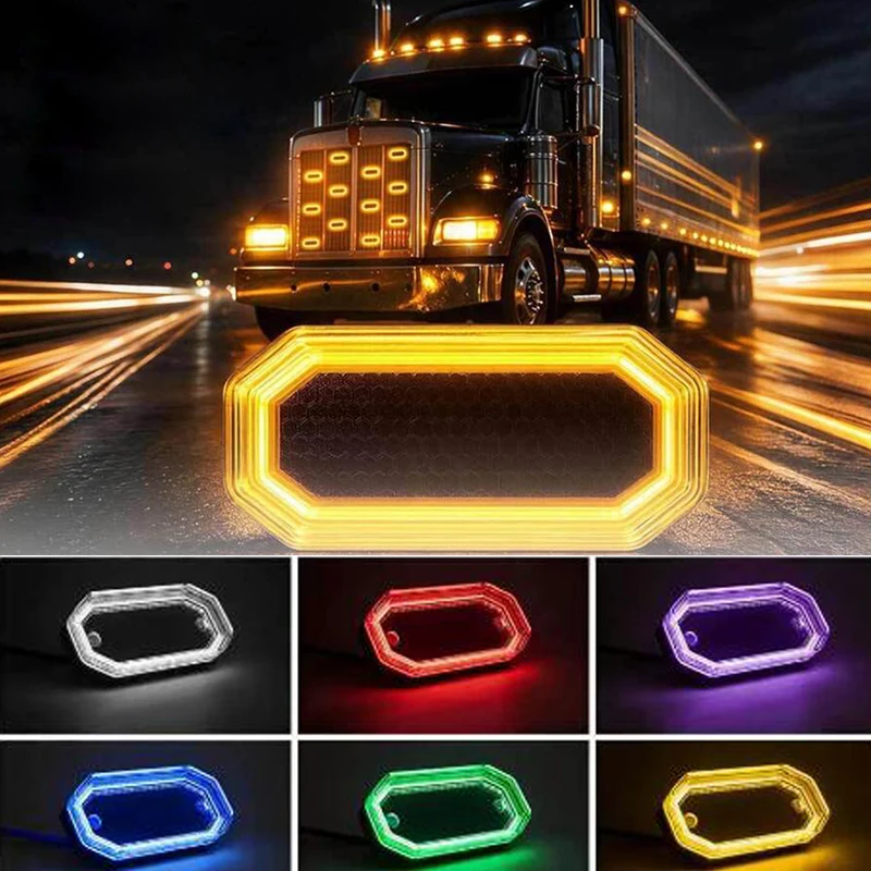 1Pcs LED Side Marker Lights Truck Trailer Wheel Flow Warning Lights Multi-Mode Car Accessories Clear Lens Multicolor