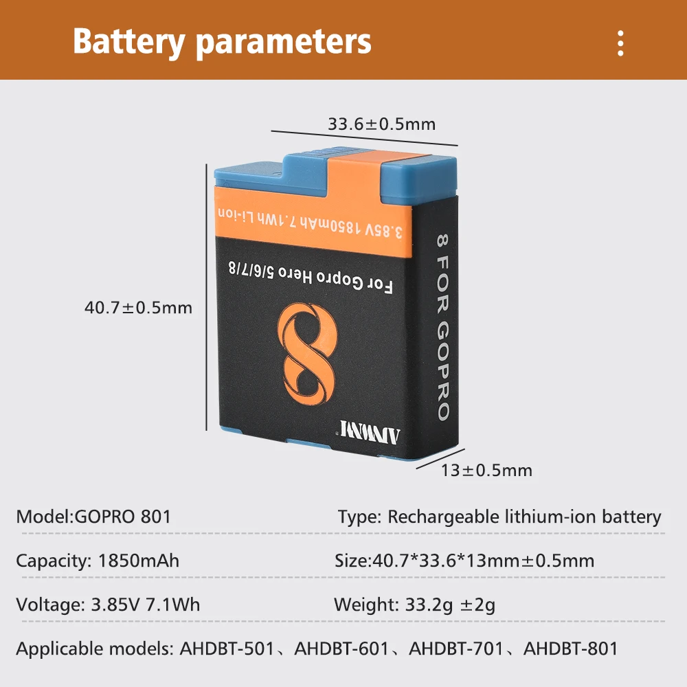 고프로 히어로 8/7/6/5 배터리 LCD 디스플레이 다기능 스마트 고프로 배터리 충전 박스/케이스 (고프로 히어로 8 7 6 5 용)