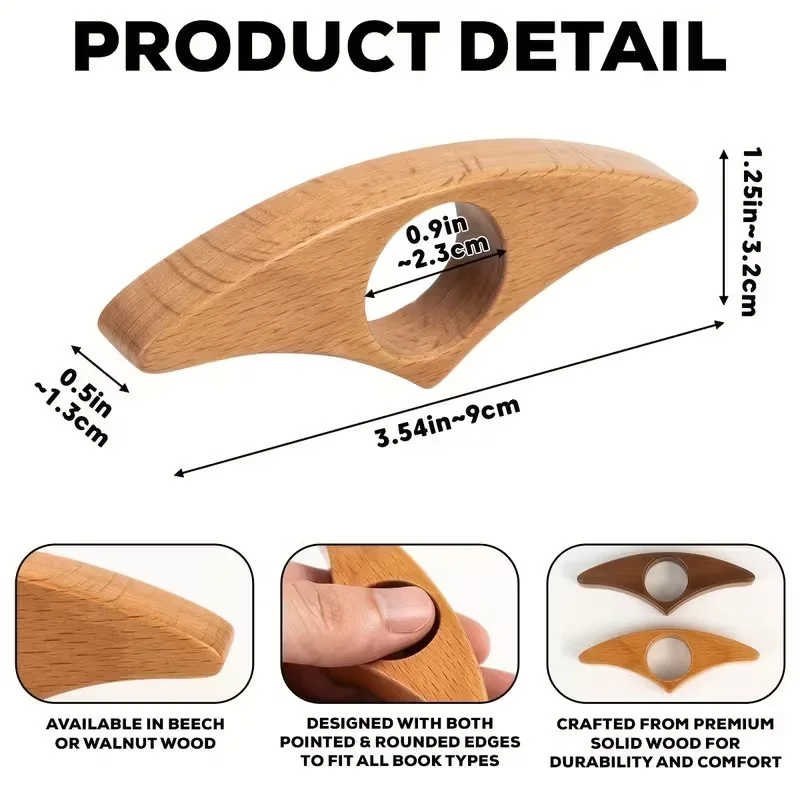 1Pc Retro Holz Daumen Buch Seite Unterstützung Halter Handgemachte Buch Stehen Desktop Lesehilfe Einzigartige Weihnachten Geschenk Büro Liefert – Detail 3