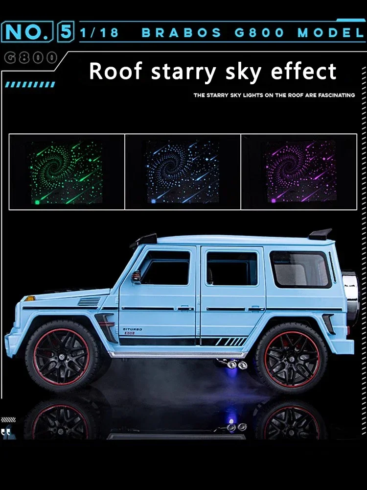 1:18 Mercedes-Benz G800 Alloy Car Model Simulation Sound Light Pull Back Toy Car Off-Road Suv Toy Boy Collection Decoration Gift