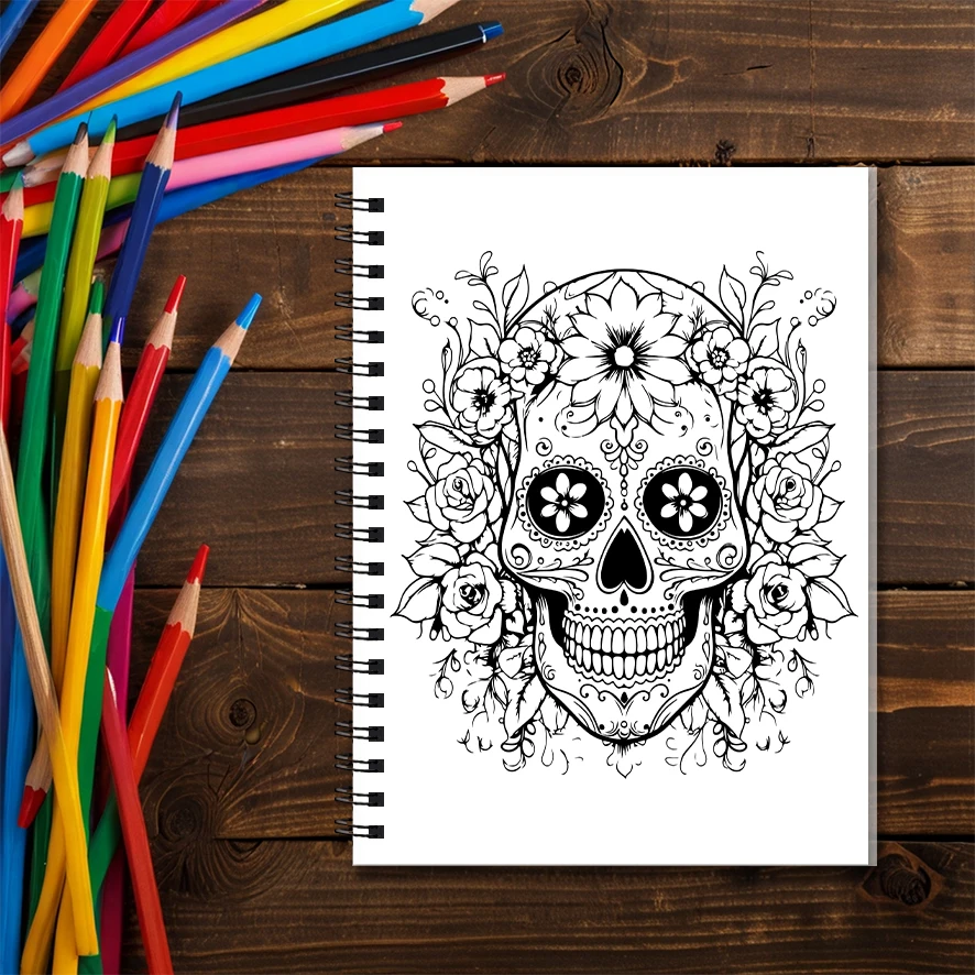 Mystic Skull Adult Coloring Book - 8.3x 11.2 Inch 22 Page Coloring Book - Helps Reduce Stress and Ease Emotions