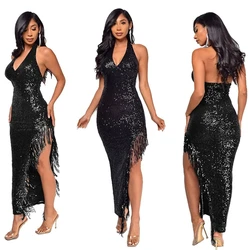 Long Dress Women Summer High Waist 2025 Casual One Shoulder Sleeveless Party Dresses Irregularity Night Club Wedding Vestidos