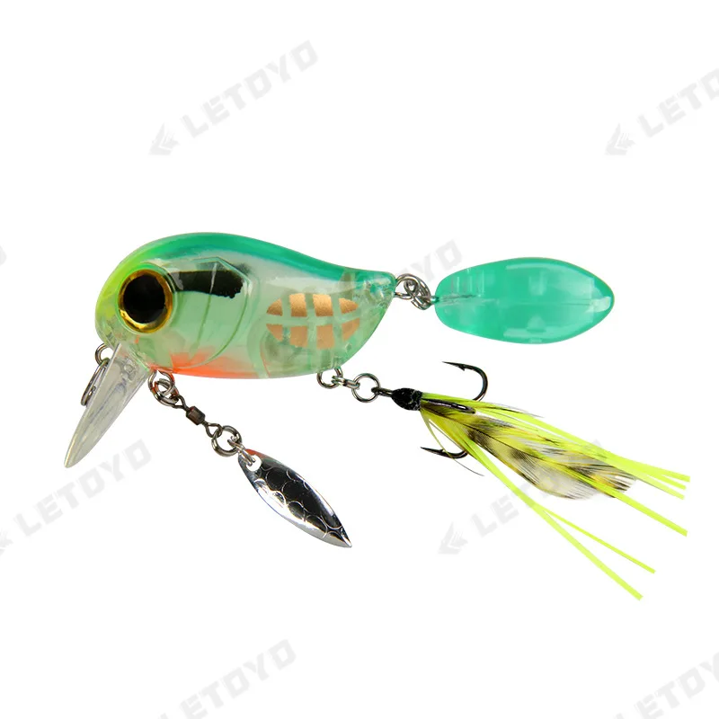 LETOYO Fishing Lures with Spinner Wobblers Rotating Glitter Artificial Hard Baits Freshwater Bass Lures Tackle