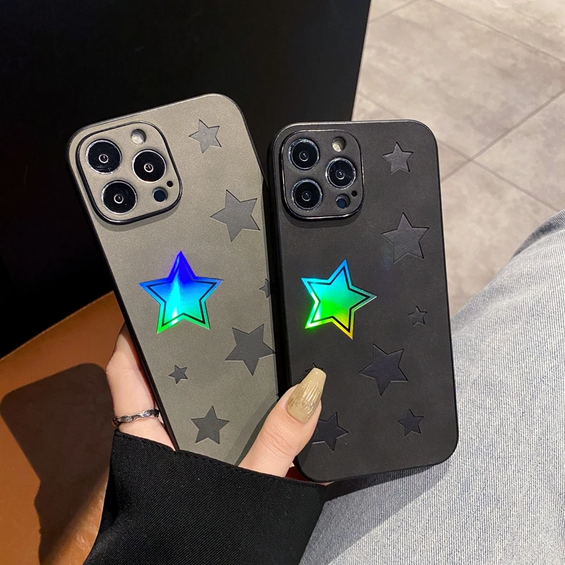 Funda de teléfono de lujo Cortex Star para iPhone 14, 13, 12, 11 Pro Max, 7, 8 Plus, X, Xs, XR Max, fundas de parachoques láser