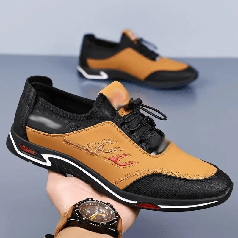 Men\'s Business Casual Breathable Anti-odor Leather Shoes Fashionable Soft Sole Work Driving Shoes Men\'s Lightweight Cloth Shoes