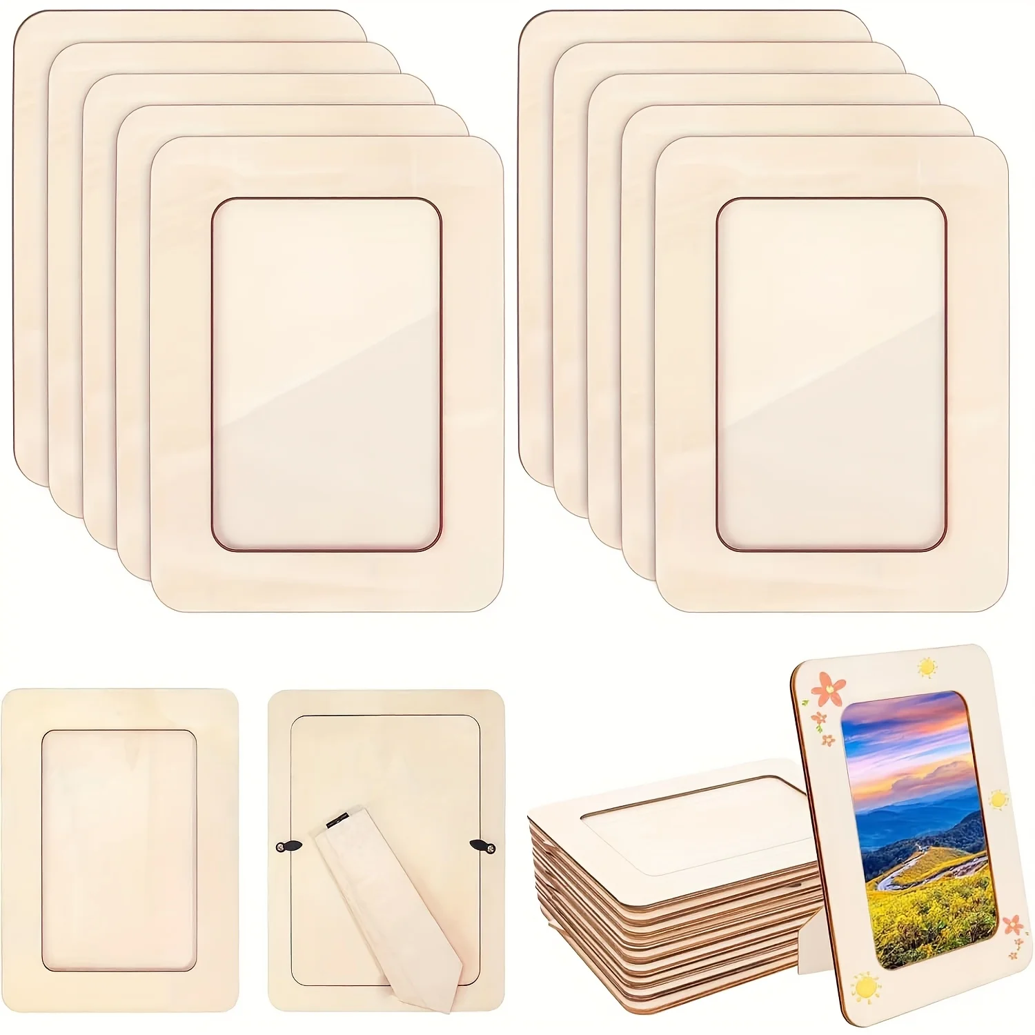 

20 Wooden Picture Frames for Crafts. DIY 4x6inch Photo Frames, standing, for painting. Wedding/Birthday Decor