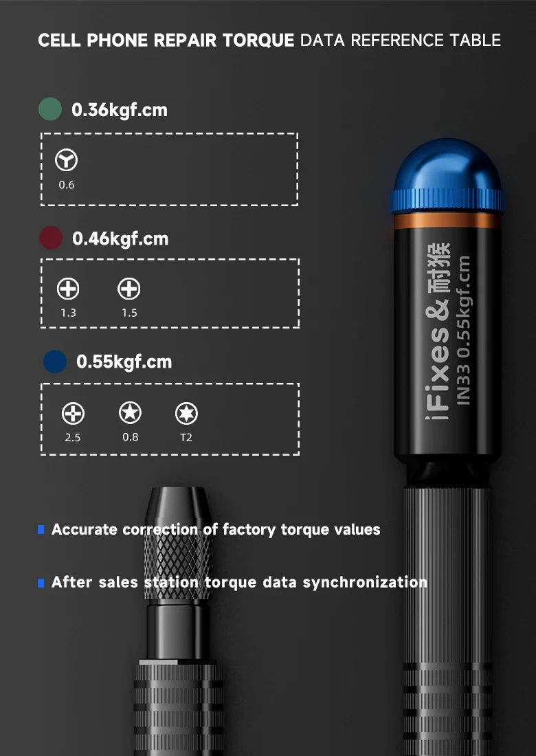 IFIXES IN33 Factory Fixed Torque 3D Screwdriver, Round Rod Anti Slip Handle Suitable for IPhone Disassembly Tool Repair To