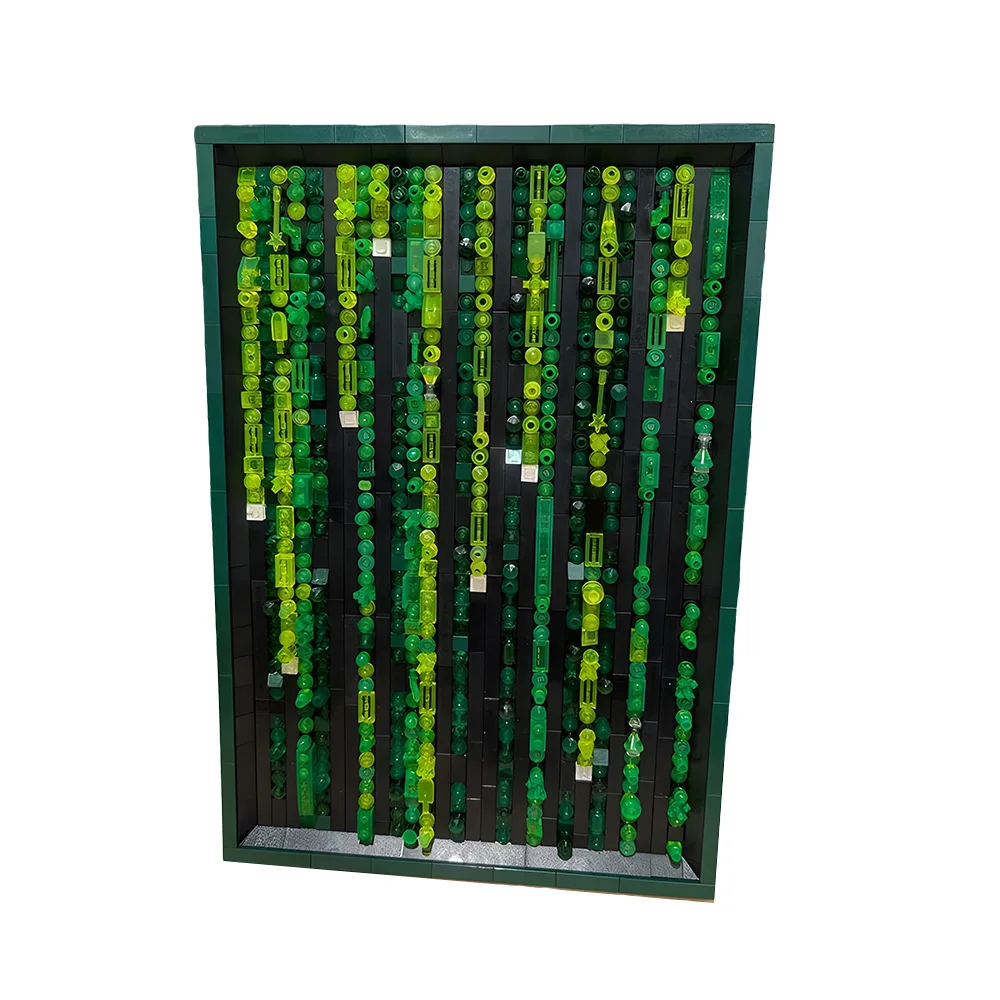 Digital Rain Code Poster Building Blocks Kit Sci-Fi Movie Green Falling Characters Mosaic Wall Art Home Decor Toy Adult Gift