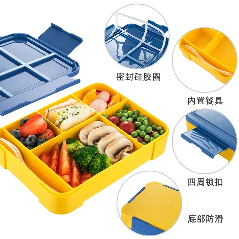 

Portable Bento Box Microwave Dinnerware Leakproof Sealed Lunch Box Student Snack Lunch Picnic Fresh Box with Fork Spoon