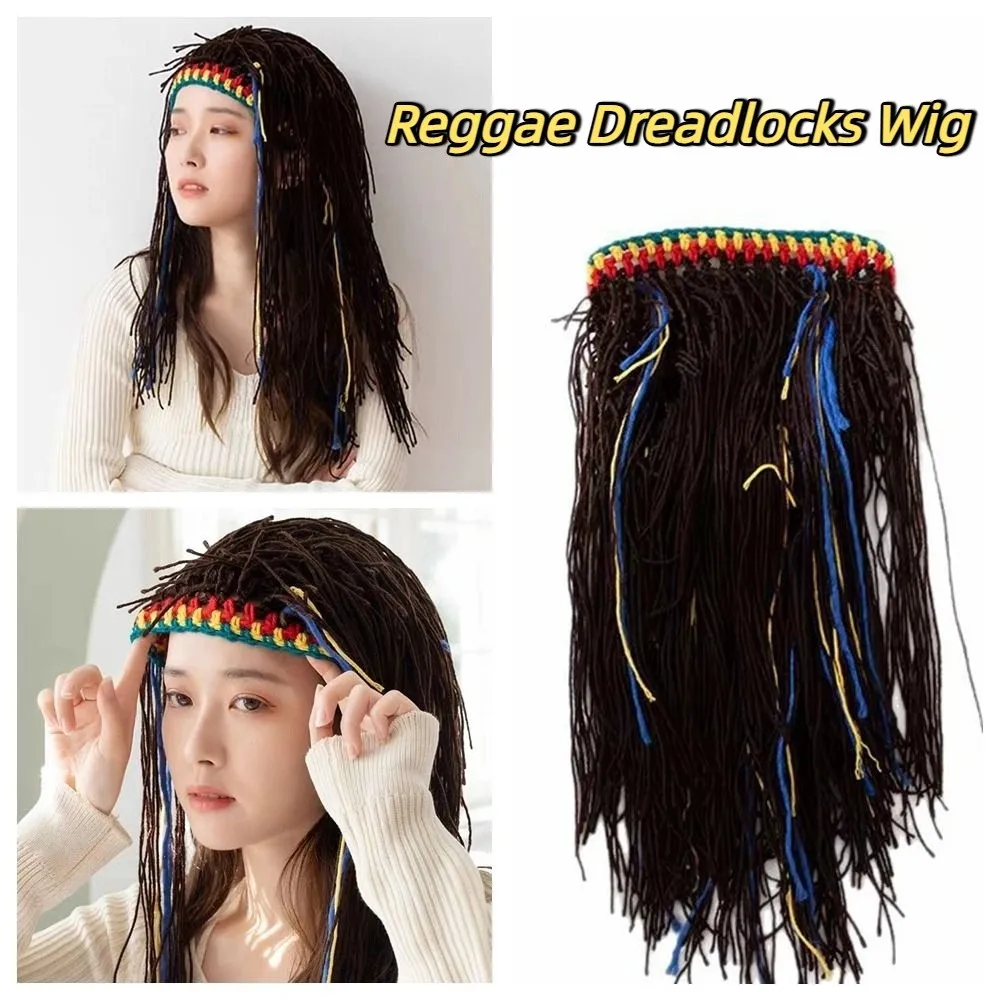 

Playful Warm Long Dreadlocks Knitted Hat Synthetic Hair Thick Africa Roots Wig Soft Funny Braid Hat Women