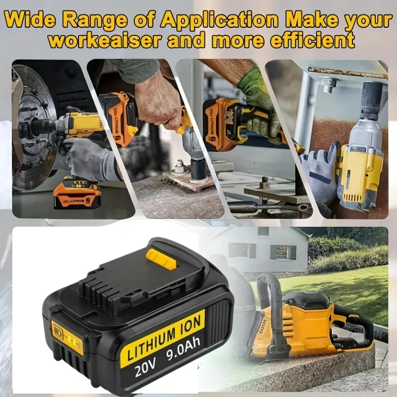 DCB200 Lithium Battery for Dewalt 20V Rechargeable Batteries Power Tools DCB204 DCB206 Replacement Li-ion Battery 4Ah/5.5Ah/9Ah