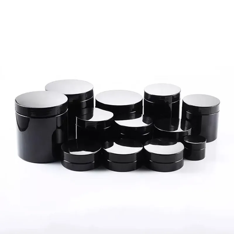 PET Plastic 100ml 120ml 150ml 200ml 250ml 300ml 500ml 8oz Black cosmetic jar for cream cosmetic packaging containers