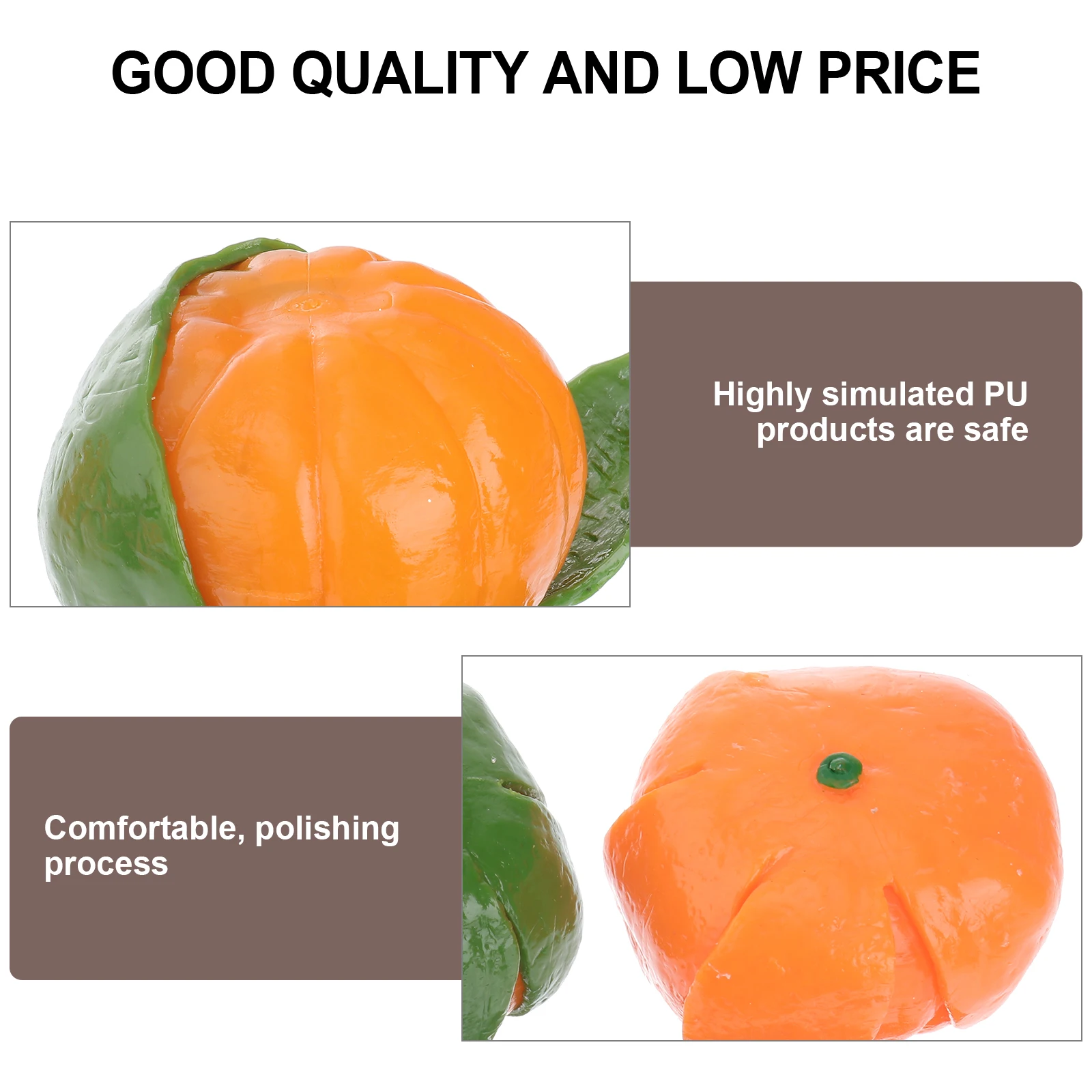 2 pezzi a forma di arancione TPR antistress giocattolo di decompressione spremere giocattolo sollievo dall'ansia per bambini adulti