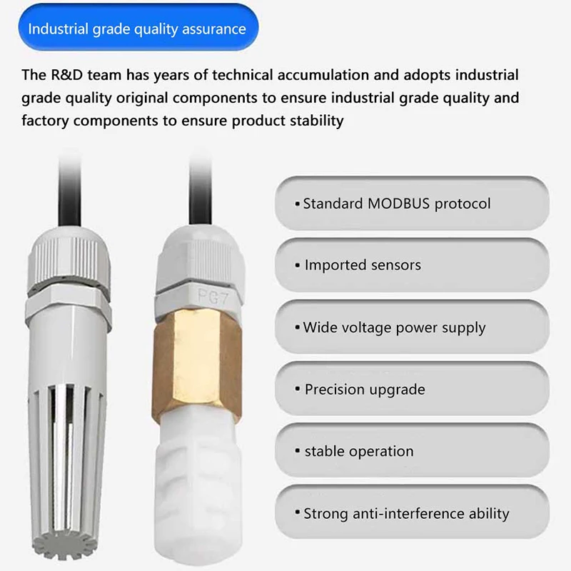 1Pcs RS485 Output Transmitter High Temperature Resistant Temperature Humidity Sensor Dustproof Waterproof Probe Sensors​
