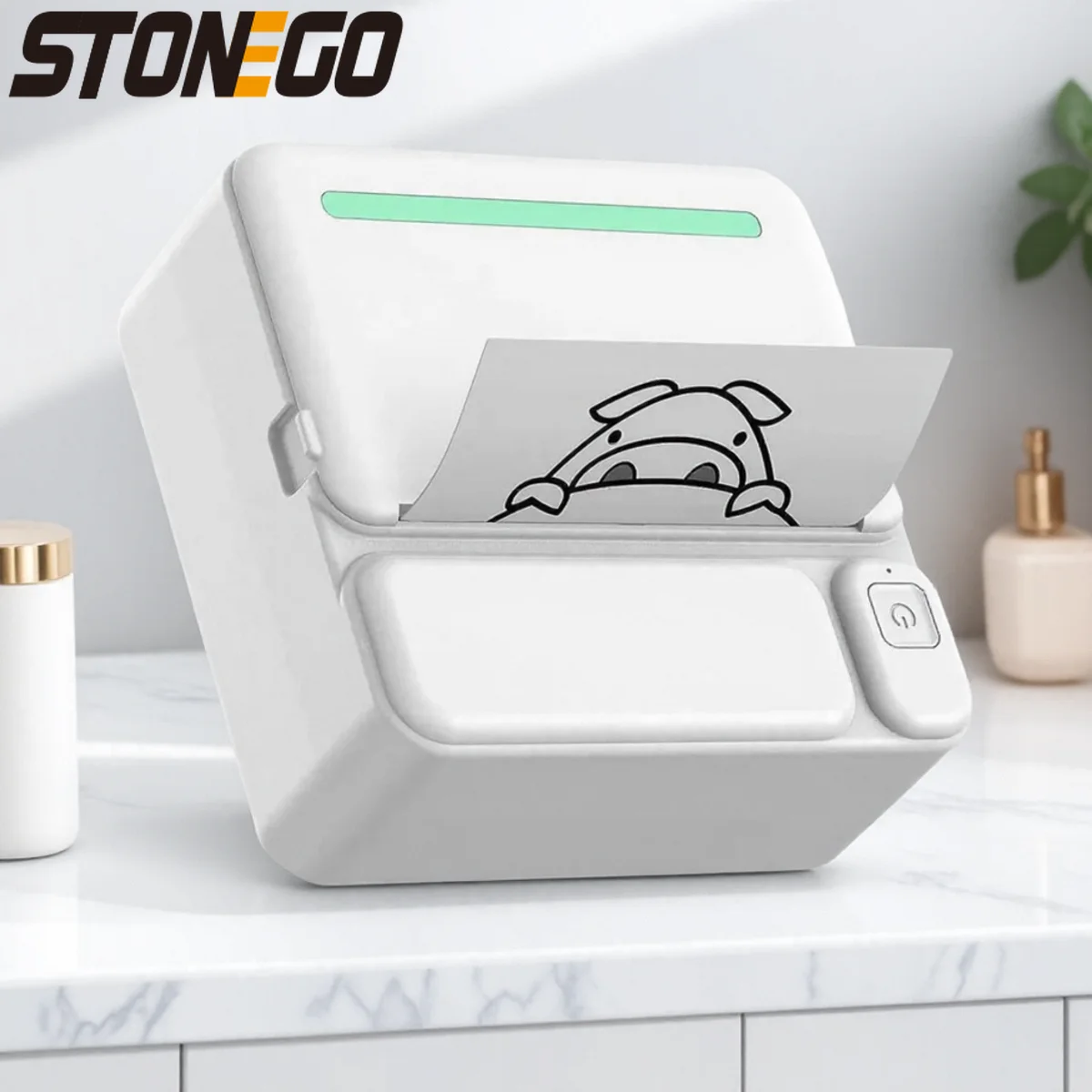 

Портативный мини-принтер для стикеров с Bluetooth, термопринтер без чернил для фотографий, заметок, дневников, с 5 рулонами, идеально подходит для учебы и офиса