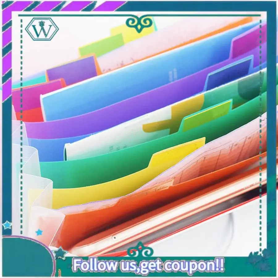 

Upgraded New Office A6 Expanding File Folder Wallet Organ Bag 13 Layer Rainbow Hang Rope Type Filing Products