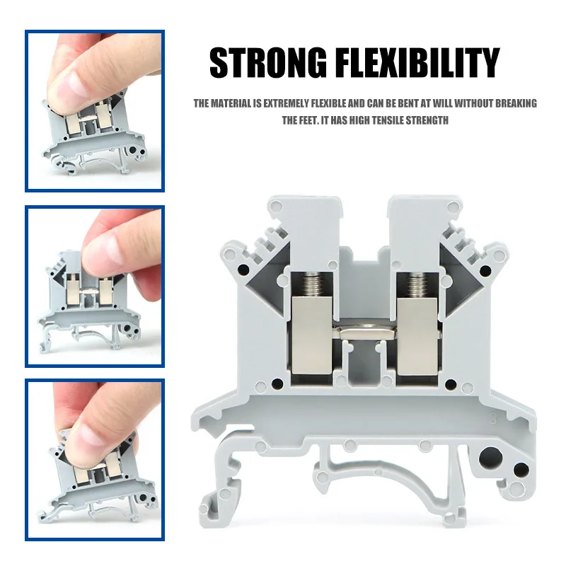 UK DIN Rail Terminal Blocks UK2.5B/3N/5N/6N/10N/16N/25N/35/50N Copper Double Layer Voltage/Current Insurance Ground Connector