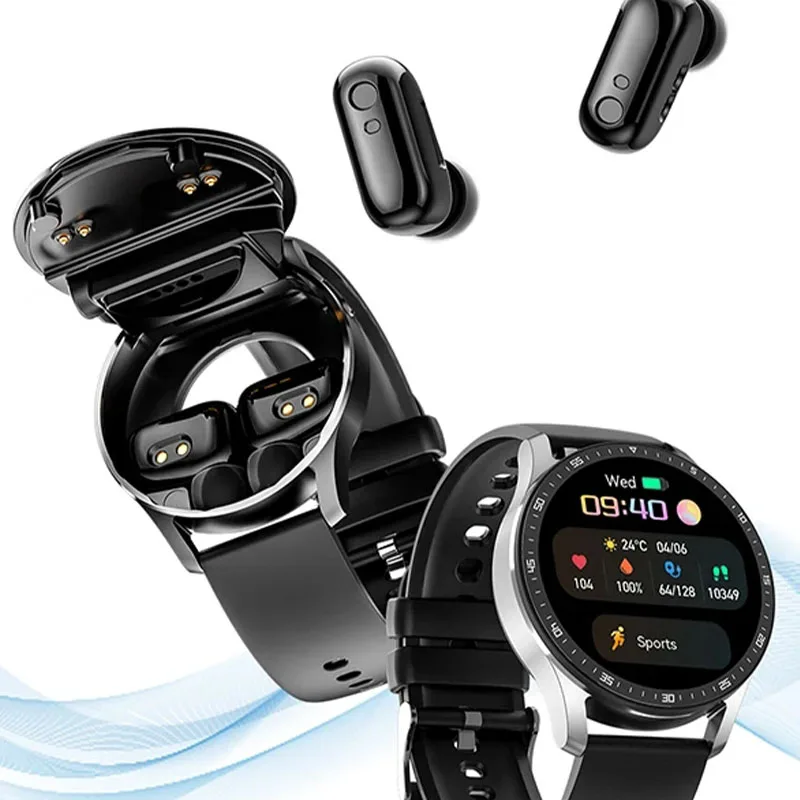 2023 New GEJIAN X7 Headset Smart Watch TWS Two In One Wireless Bluetooth Dual Headset Call Health Monitor Sport Music Smartwatch