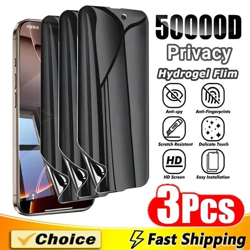 

3Pcs Anti-Spy Hydrogel Film For iPhone 16 14 13 11 12 15 Pro Max Mini Privacy Screen Protector For iPhone 16E XR X XS No Glass