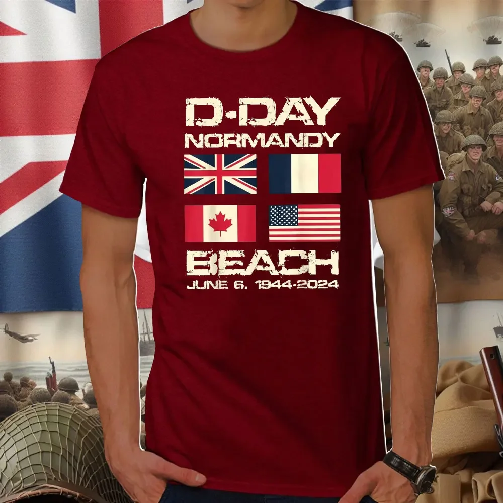 

Хлопковая футболка D-Day, посвященная 80-летию, Нормандия, пляжная посадка, 1944 год, летняя футболка унисекс с короткими рукавами, верхняя одежда