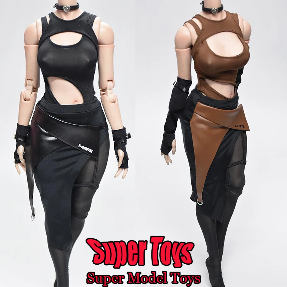 

В наличии 1/6 масштаб, женская юбка-солдат, нерегулярный купальник, однотонная тонкая кожаная юбка, подходит для 12-дюймовой экшн-фигурки куклы