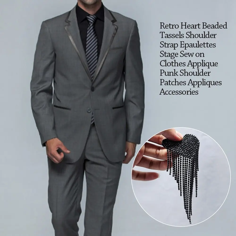 Нежная ретро-сердечко с кисточкой, эполеты из бисера, украшения на плечо в стиле панк, сделай сам, классическая одежда, аксессуары для мужчин и женщин