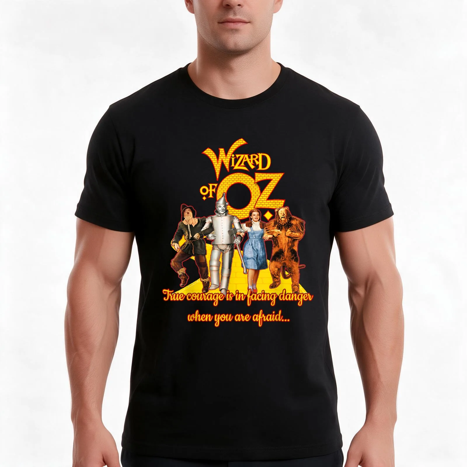 Wizard Dorothy Lions Tin Man Scarecrows T-Shirt, Summer Casual Cotton Tee, Oversized Streetwear Tops, Vintage Graphic Print