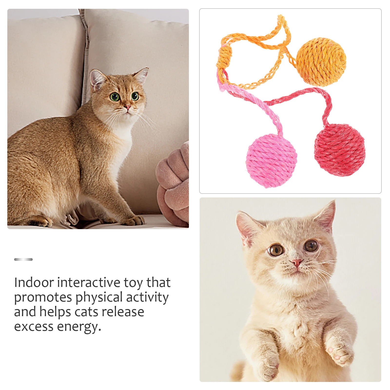

2 Pcs Sisal Ball Cat Scratching Balls For Accessories Indoor Cats Rope Hanging