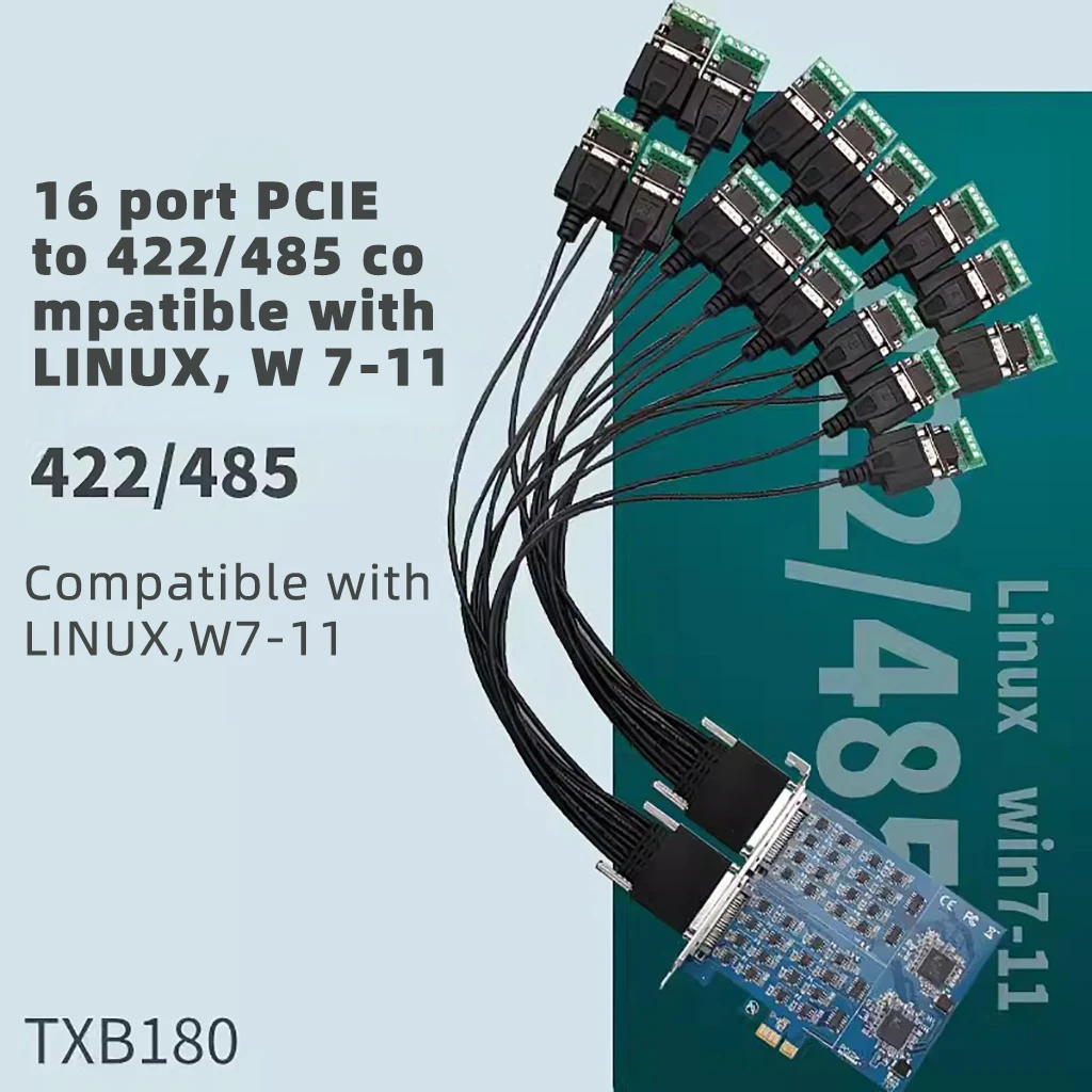 Industrial Grade 16 Ports PCIE to RS422/RS485 Expansion Card PCI-E Serial Card with Voltage Suppression Protector for PC Desktop