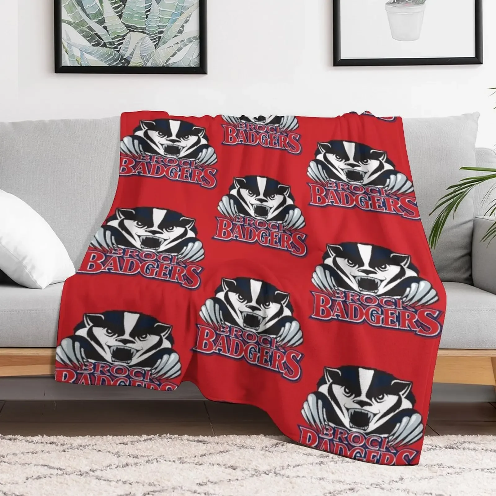 Brock (Badgers) College Logo1 Throw Blanket Lightweight Warm Blanket for Travel Camping