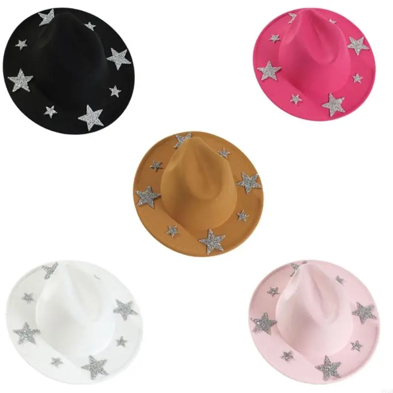 

Sparkling Rhinestones Star Western Hat For Women Oversized Comfortable Hat Headpiece All Weather Stylish Headwear