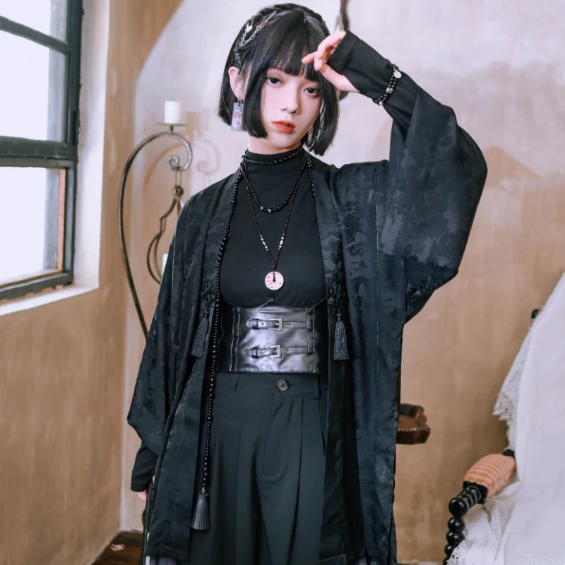 

Традиционный китайский стиль, улучшенный жаккардовый дизайн ханьфу, кардиганы, женская одежда, Y2K, Harajuku, пальто средней длины High Street, 2026