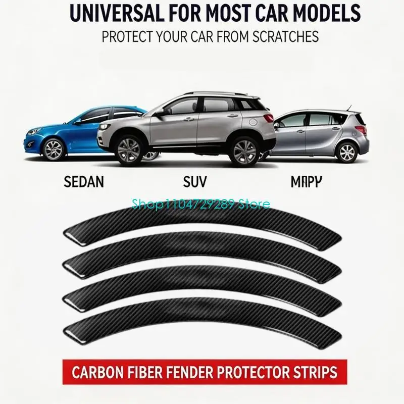 D8KE Pack of 4 Wheel Eyebrow Accent Trim Set Carbon Look Exterior Cover for Vehicle view 3