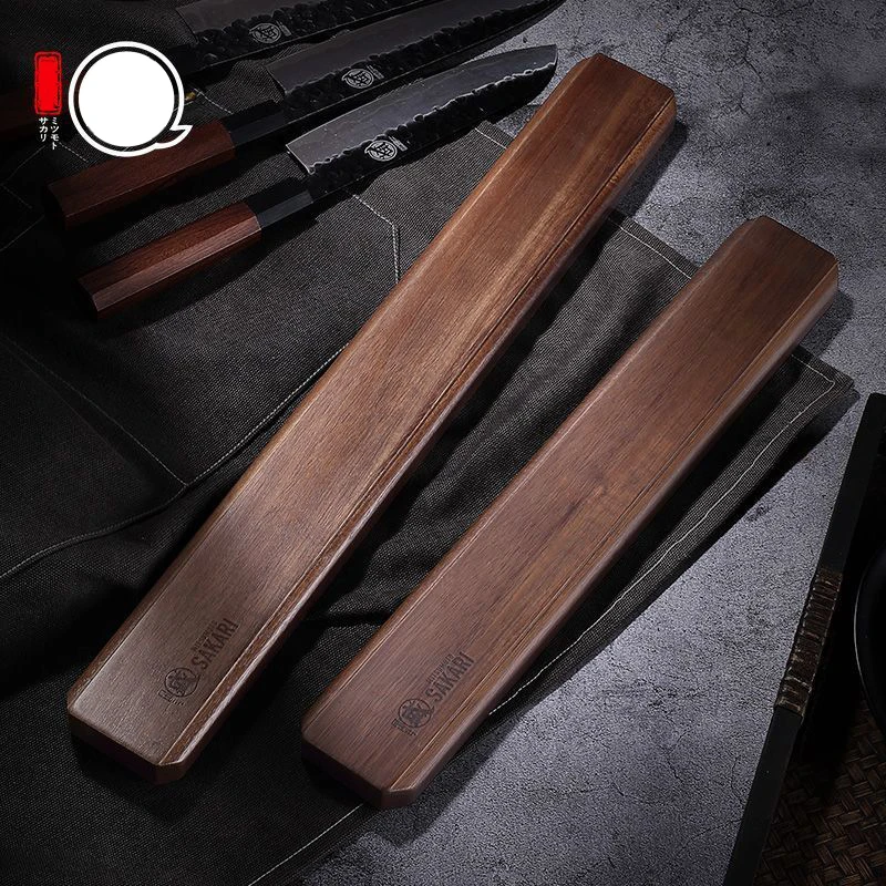 40-50cm Thick Acacia Wood Magnetic Knife Holder Bar Japanese Santoku Slicing Cleaver Cook Knife Rack Strip Wall Mount Drill-free