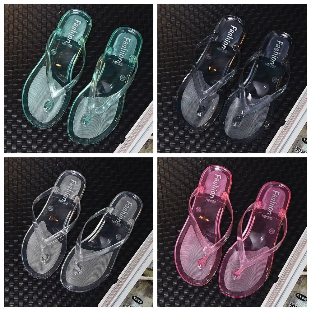 All Match Platform Flip Flops Transparent Slippers Anti Slip PVC Flip Flops Slippers Summer Out Wear Flats Shoes Beach