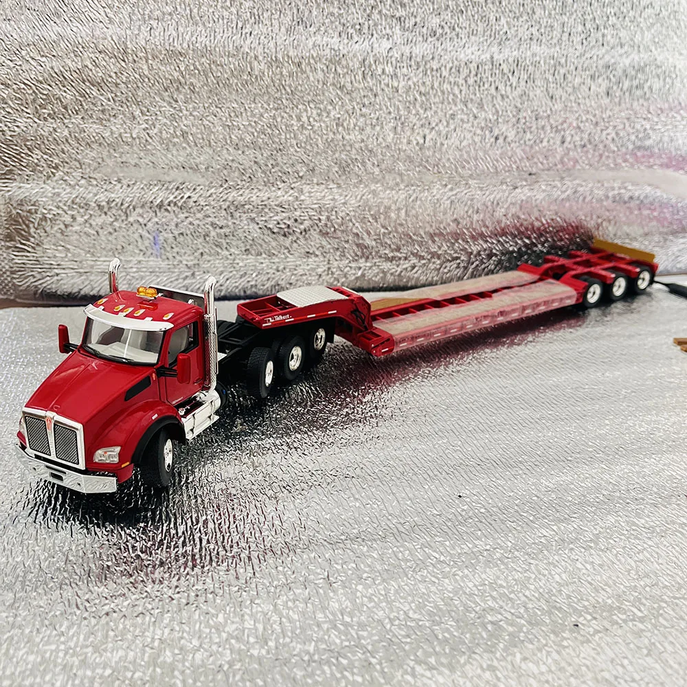 Kenworth T880with Tri-axle Lowboy Trailer Die-cast 1:50 Scale  Alloy Trailer Model Child Hobby Metal Toy Gift Collection Display