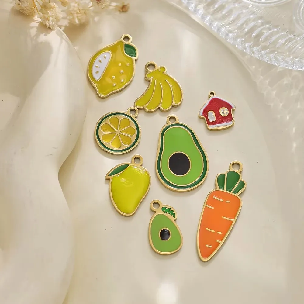 

2PCS Summer Fruit Series Stainless Steel Pendant Personalized Jewelry Handmade DIY Accessories Pendant Wholesale Direct Sales