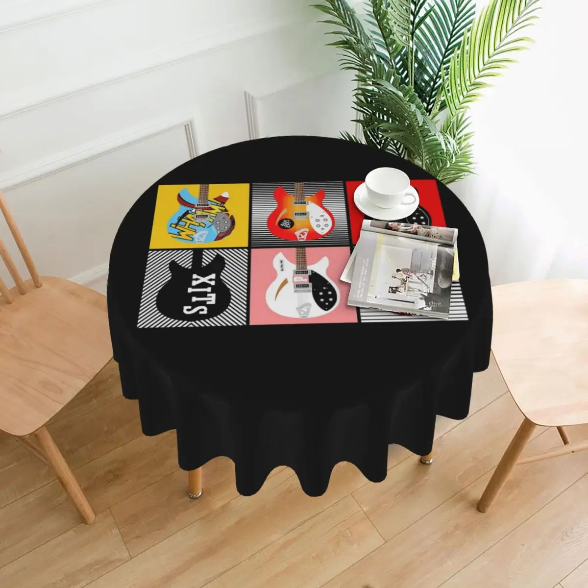 Toalha de mesa redonda impermeável de Rickenbackers de Paul Weller, toalha de mesa à prova de óleo para eventos de cozinha, capa de mesa de jantar de 60 polegadas