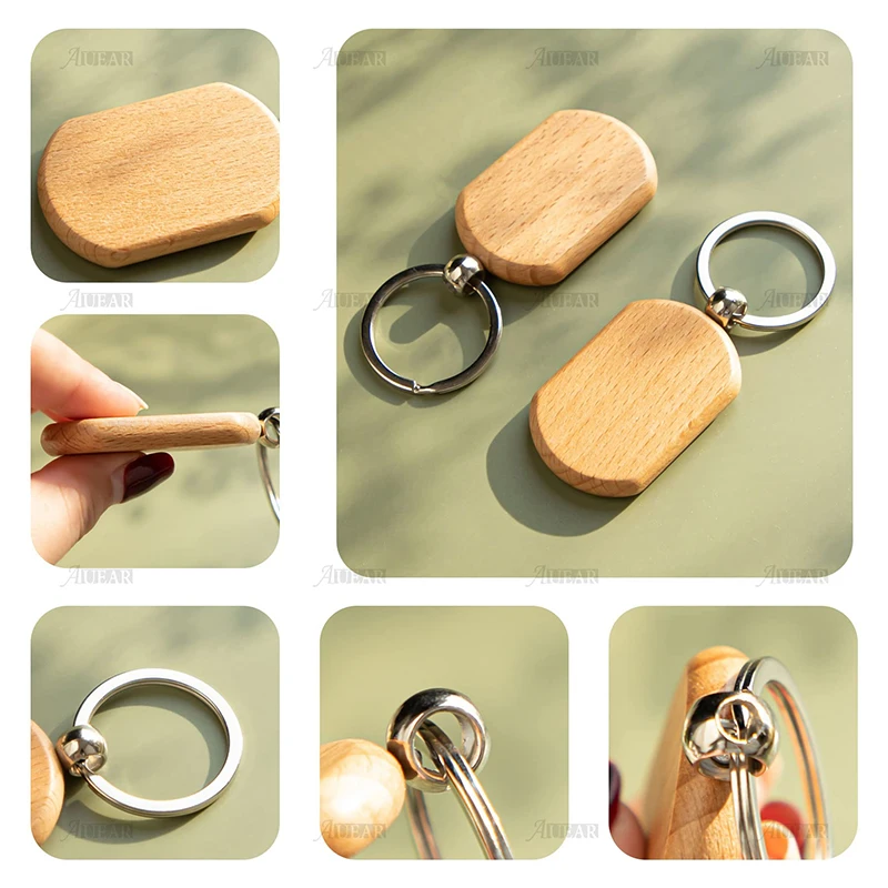 10Pcs Wooden Keychain Bag Charm Families Member Gifts Keyrings